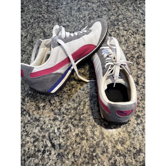 Puma Shoes Womens 8.5 Speeder Running Sneakers Pink/Gray Lace Up Low Top Comfort - Picture 1 of 8